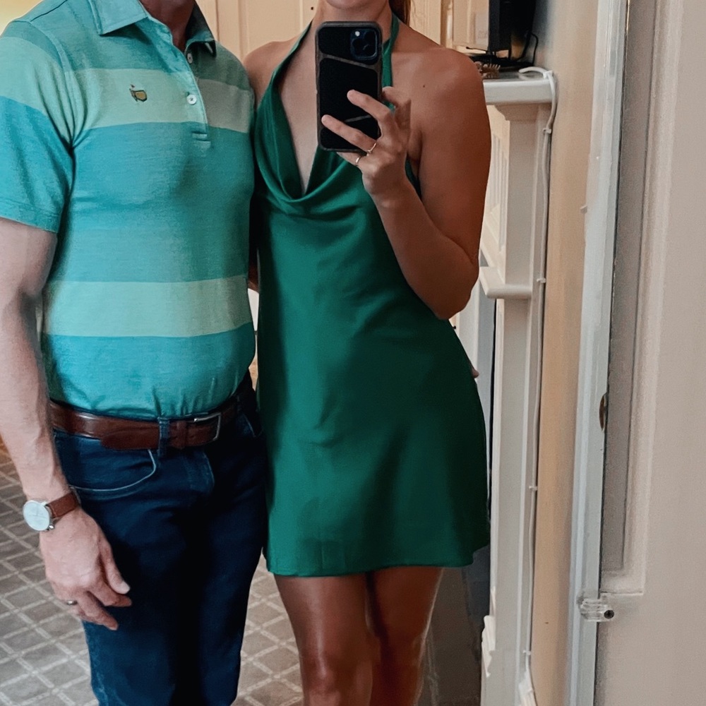 Green mini halter dress sz medium